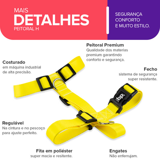 Peitoral para Cachorros H Amarelo Basic Pet