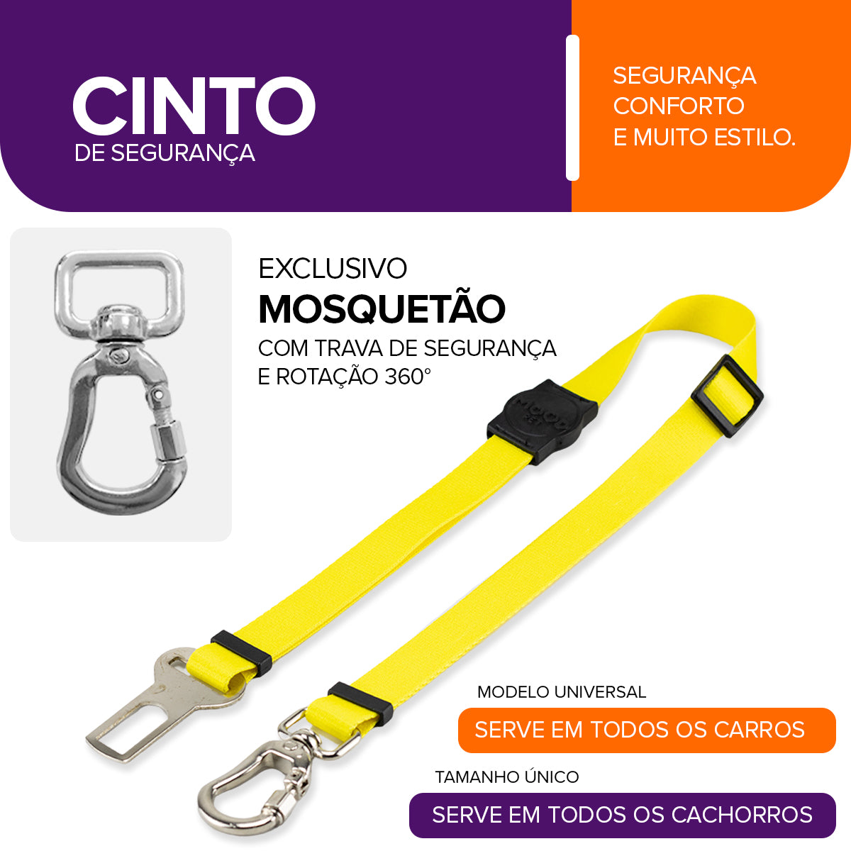 Cinto de Segurança Pet Yellow Mood Pet