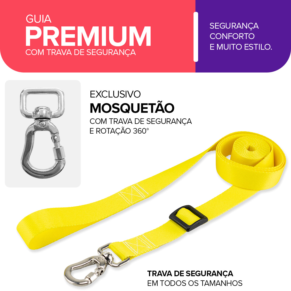 Guia Retrátil para Cachorros Amarelo Basic Pet