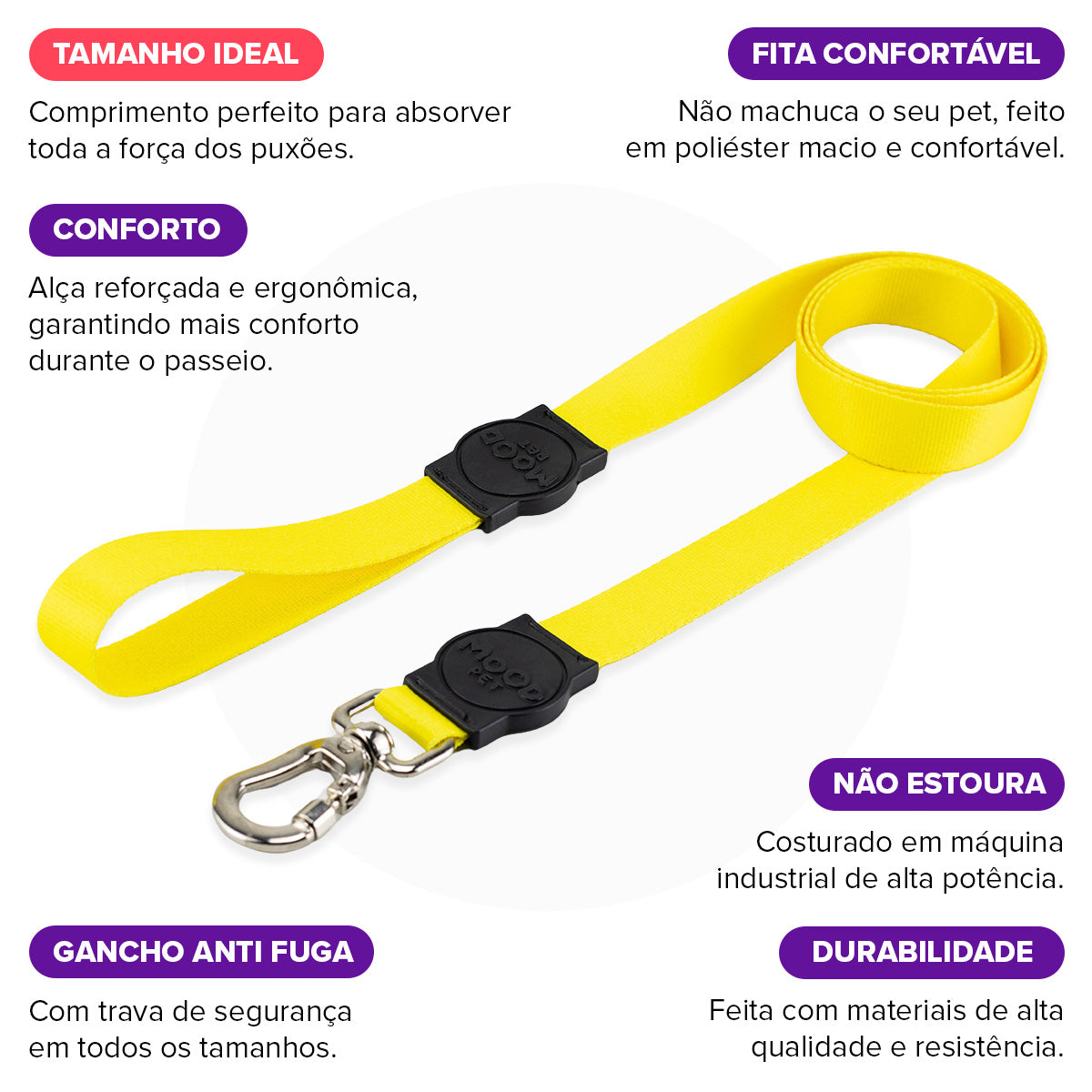 Guia Longa 5 Metros para Cachorros Yellow Mood Pet