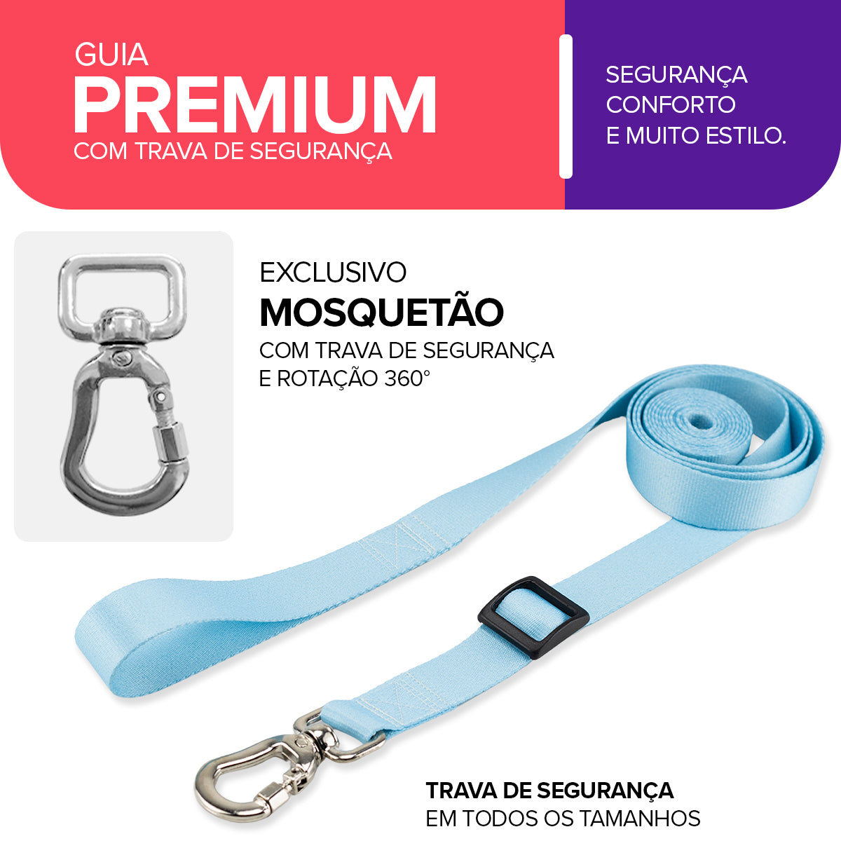 Guia Retrátil para Cachorros Caribe Basic Pet