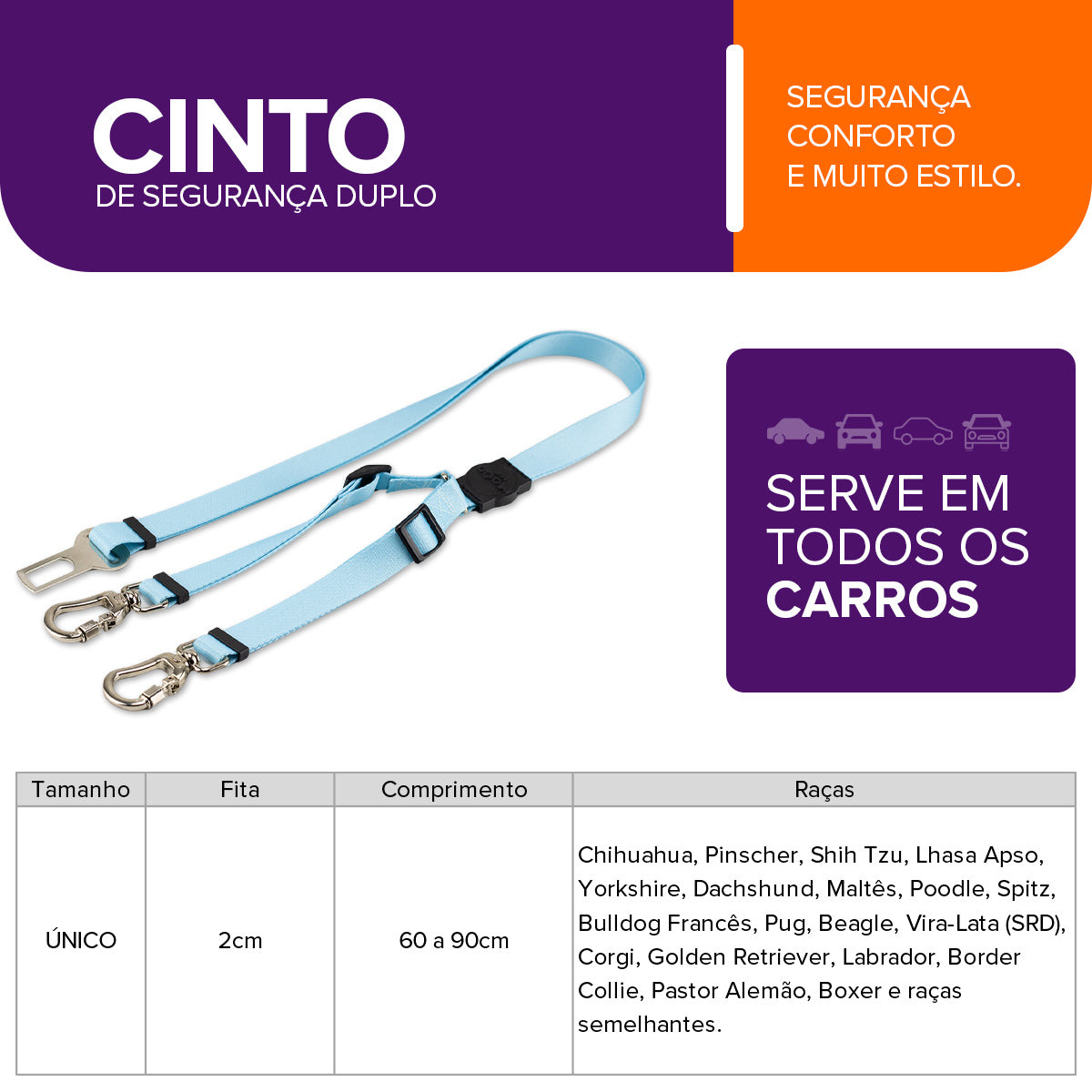 Cinto de Segurança Duplo Sea Mood Pet