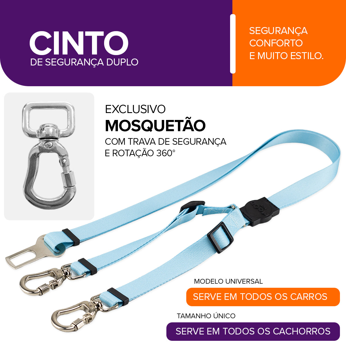 Cinto de Segurança Duplo Sea Mood Pet