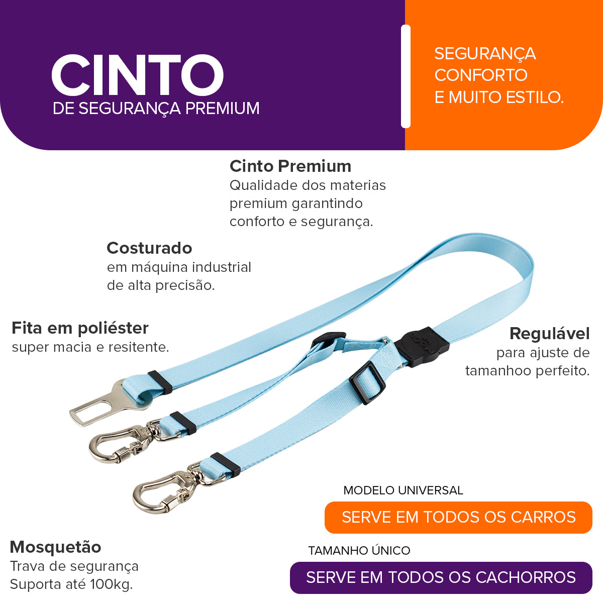 Cinto de Segurança Duplo Sea Mood Pet