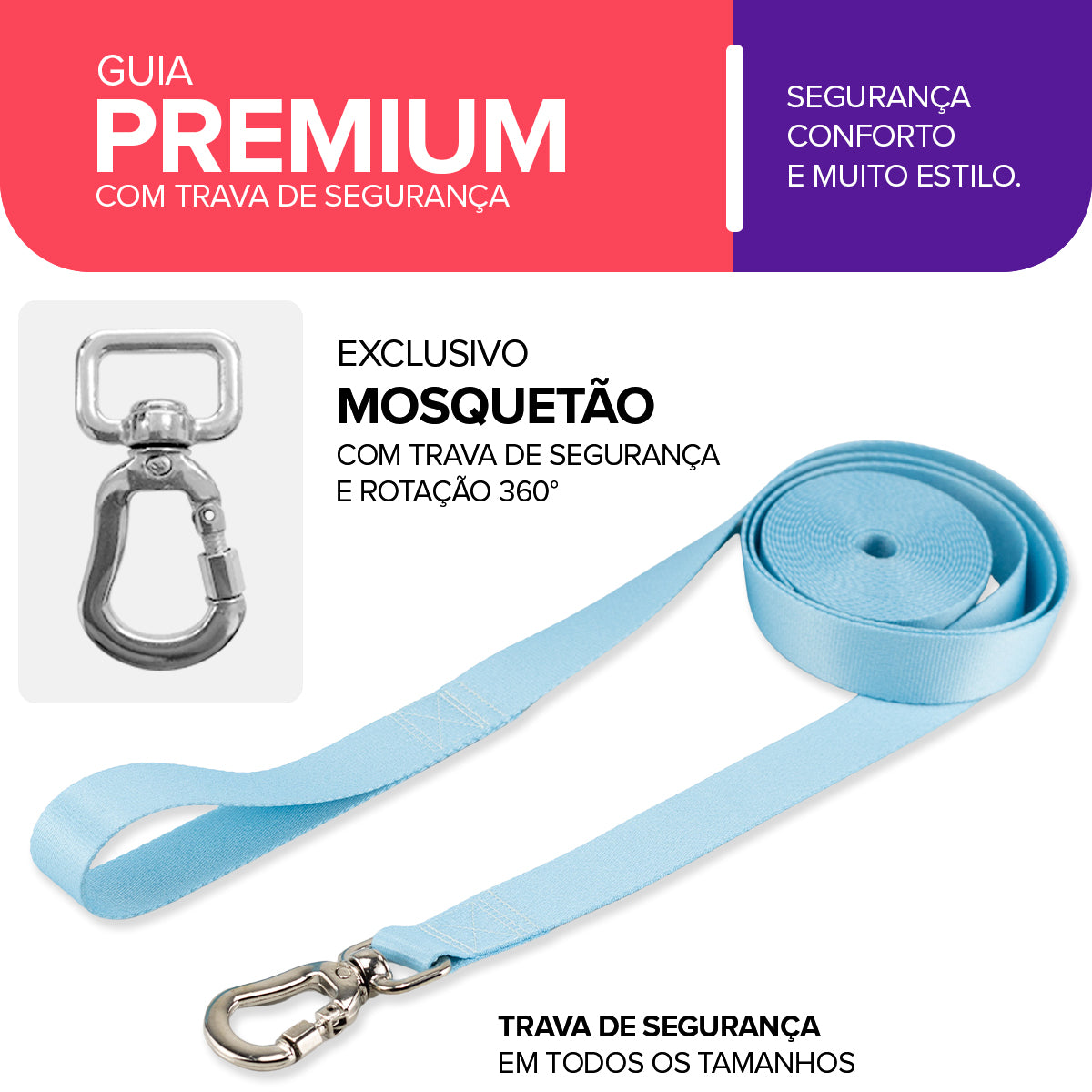 Guia Longa 10 Metros para Cachorros Caribe Basic Pet