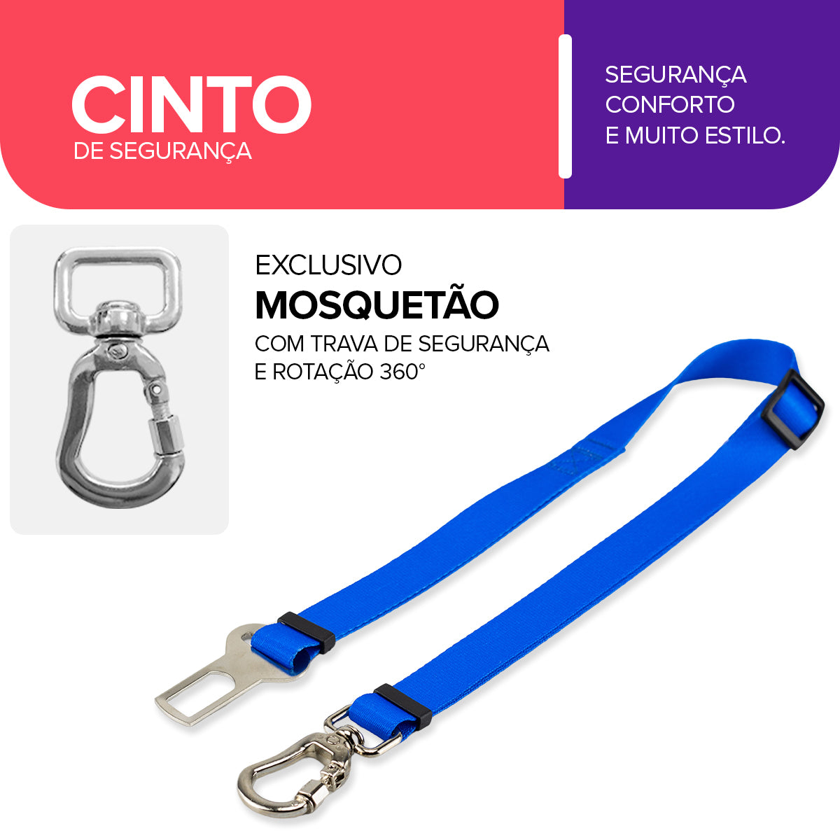 Cinto de Segurança Pet Azul Basic Pet