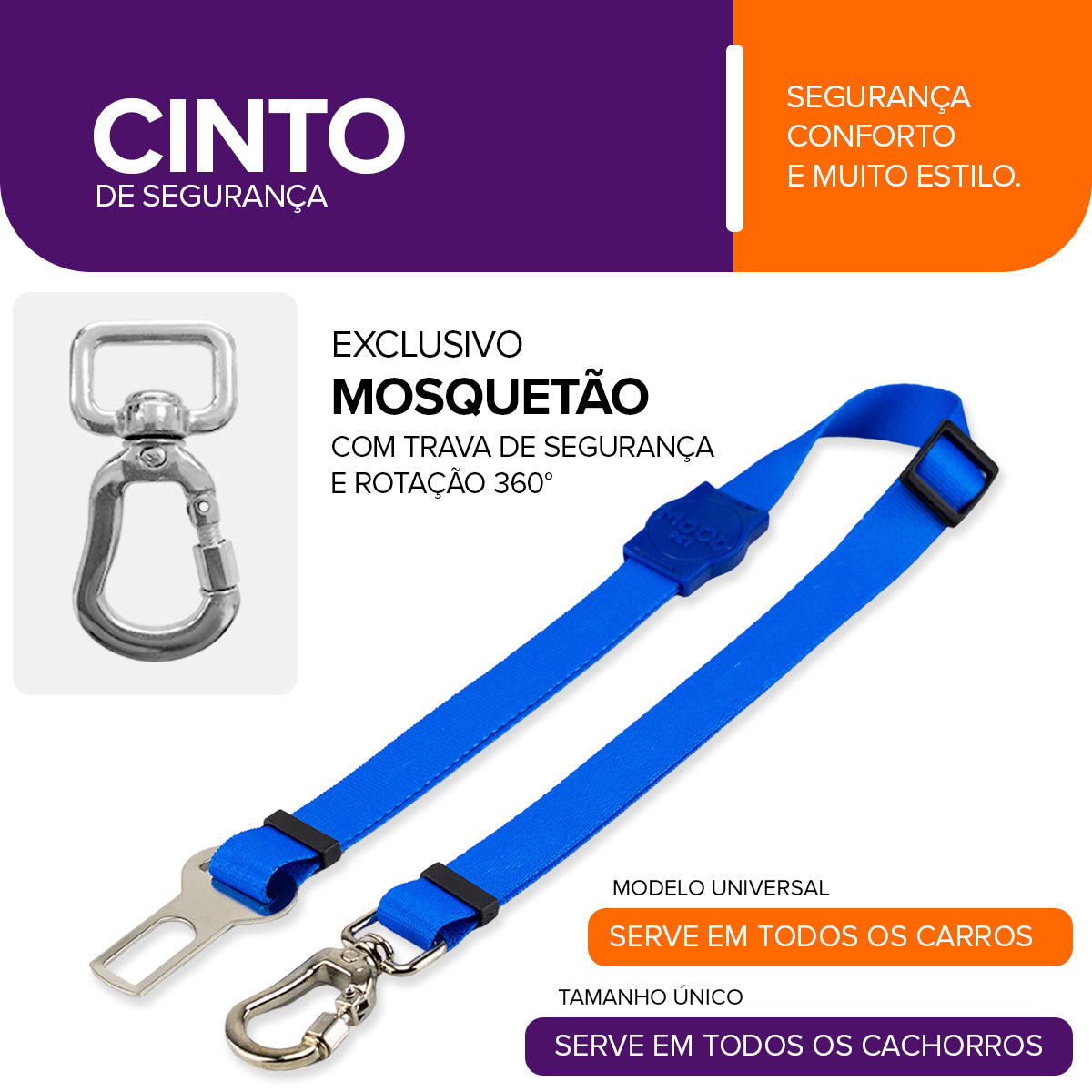 Cinto de Segurança Pet Blue Mood Pet