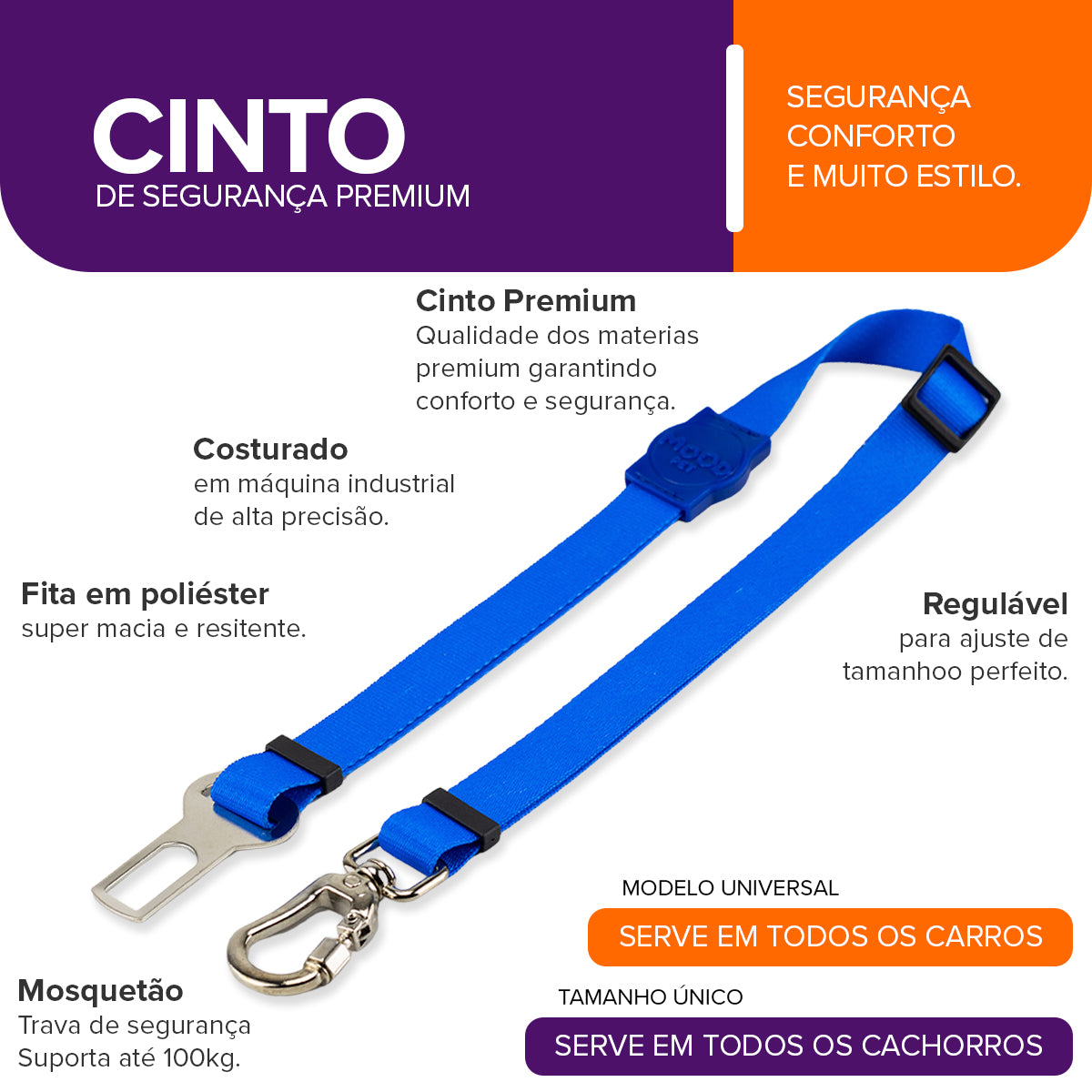 Cinto de Segurança Pet Blue Mood Pet