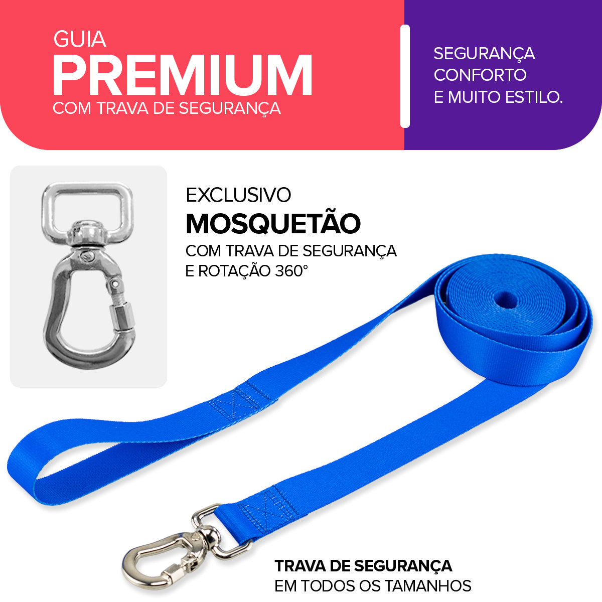 Guia Longa 10 Metros para Cachorros Azul Basic Pet
