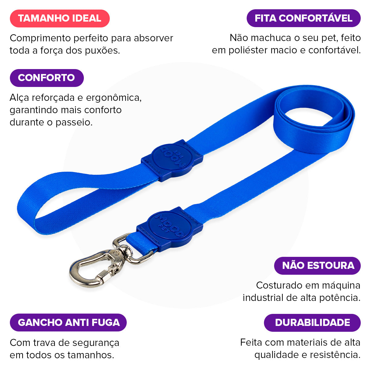 Guia Longa 5 Metros para Cachorros Blue Mood Pet