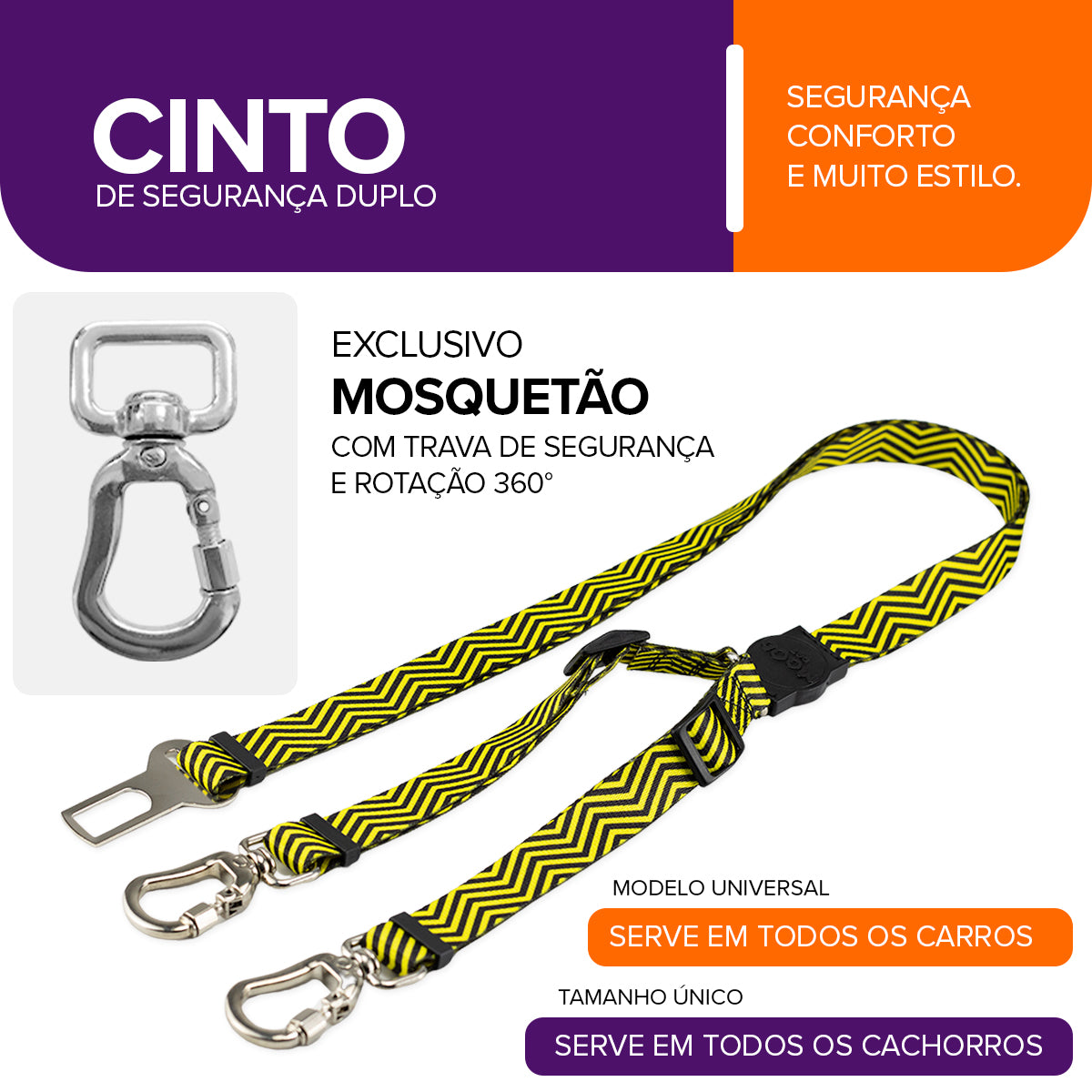 Cinto de Segurança Duplo Bee Mood Pet