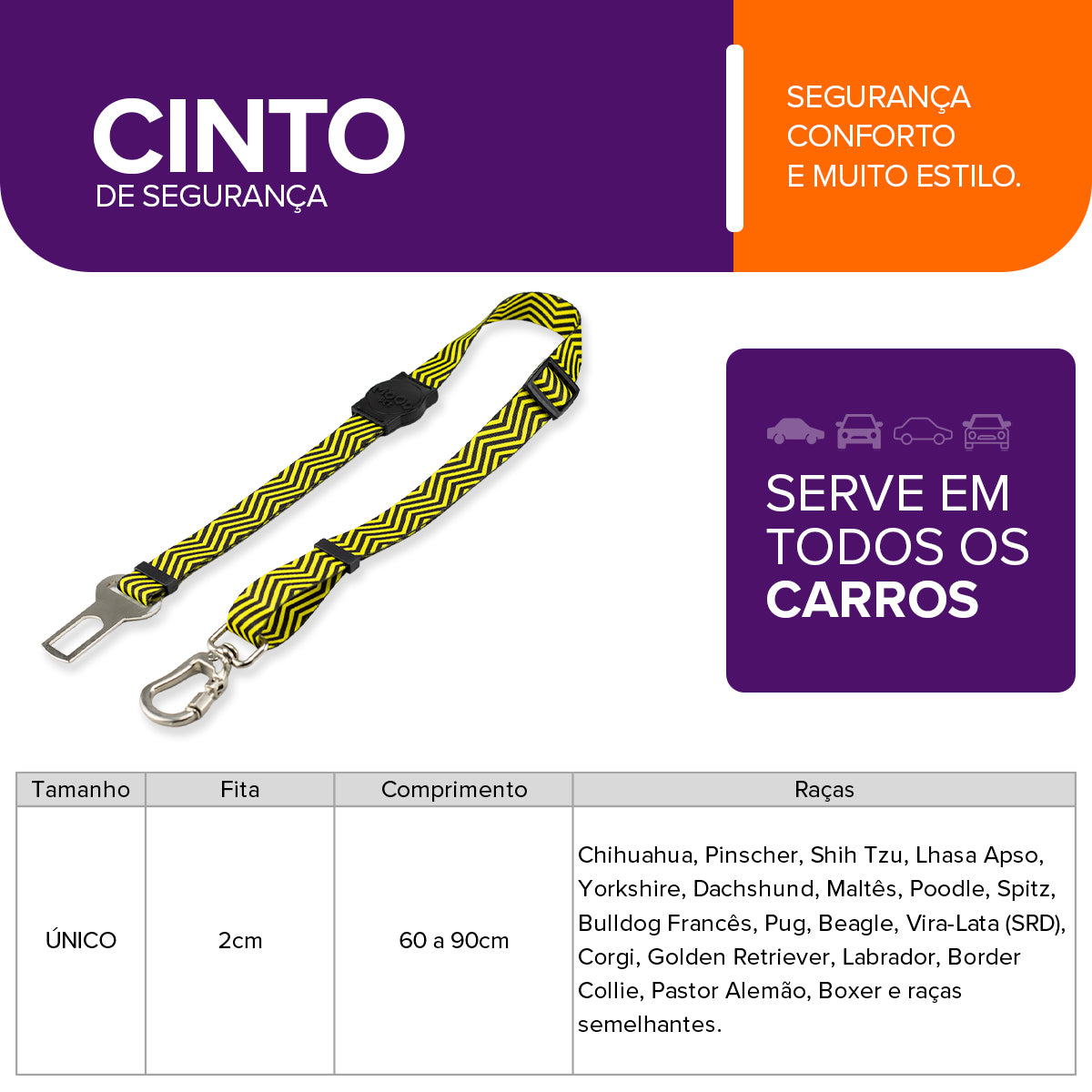Cinto de Segurança Pet Bee Mood Pet