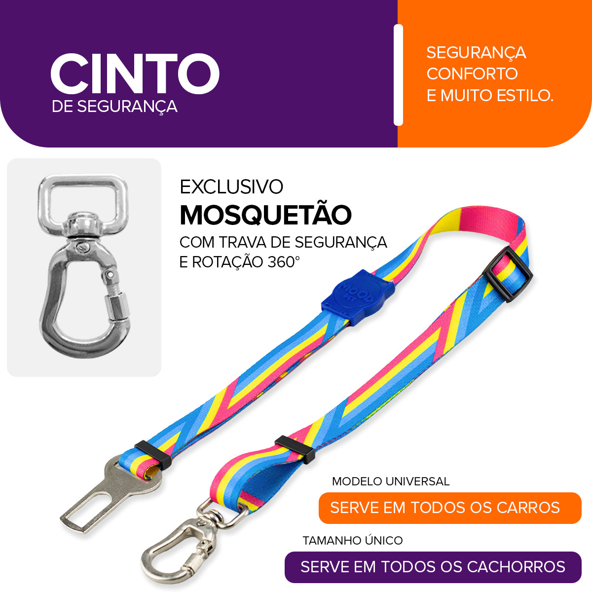 Cinto de Segurança Pet Bells Blue Mood Pet