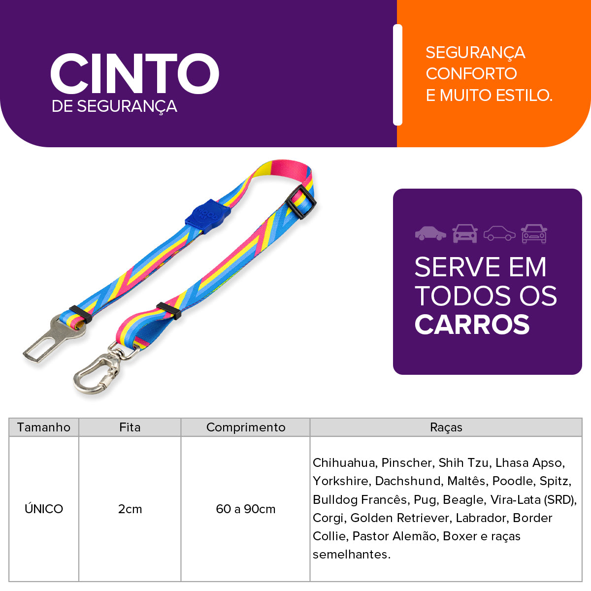 Cinto de Segurança Pet Bells Blue Mood Pet