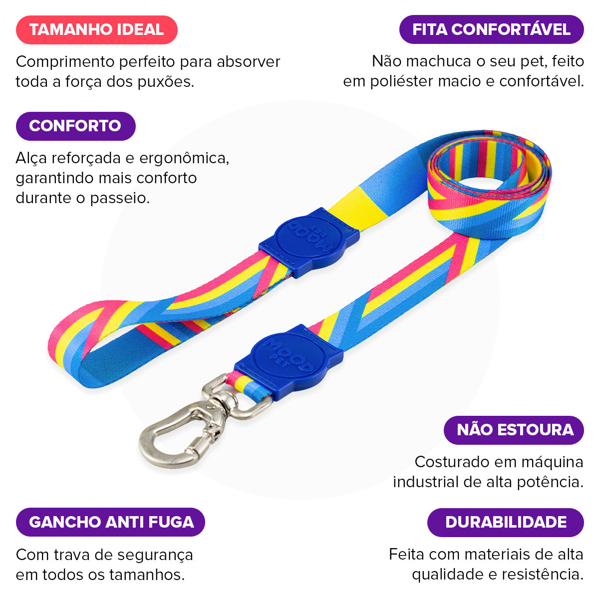 Guia Longa 5 Metros para Cachorros Bells Blue Mood Pet