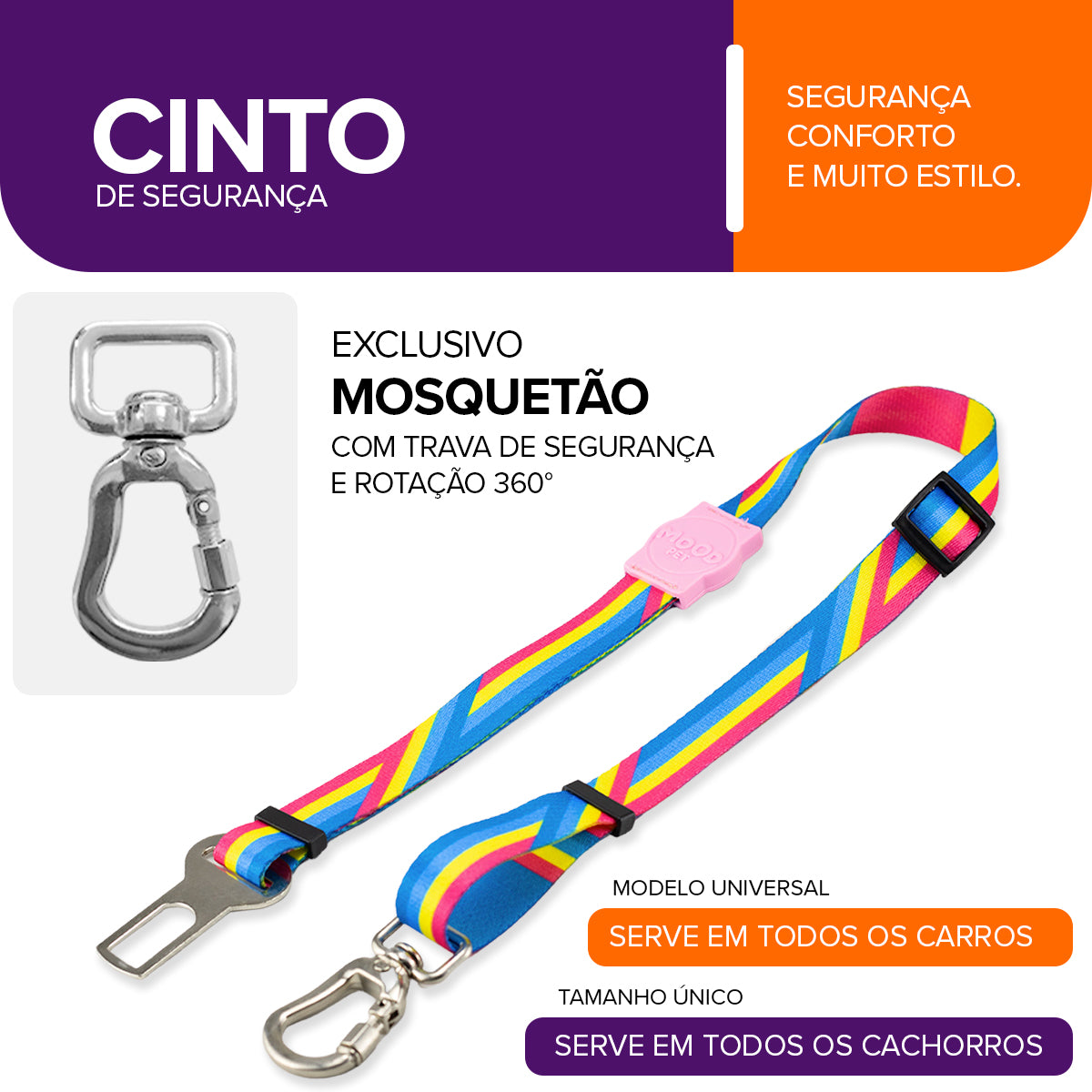 Cinto de Segurança Pet Bells Rose Mood Pet