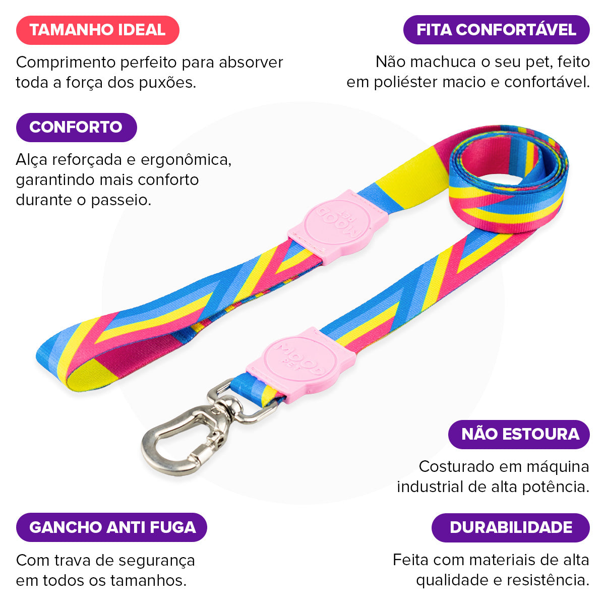 Guia Longa 5 Metros para Cachorros Bells Rose Mood Pet