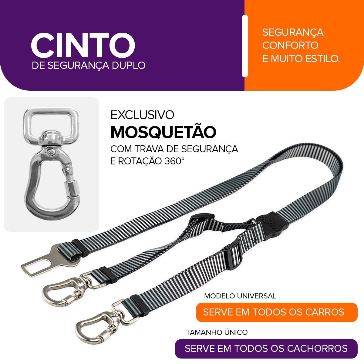 Cinto de Segurança Duplo Bronx Mood Pet