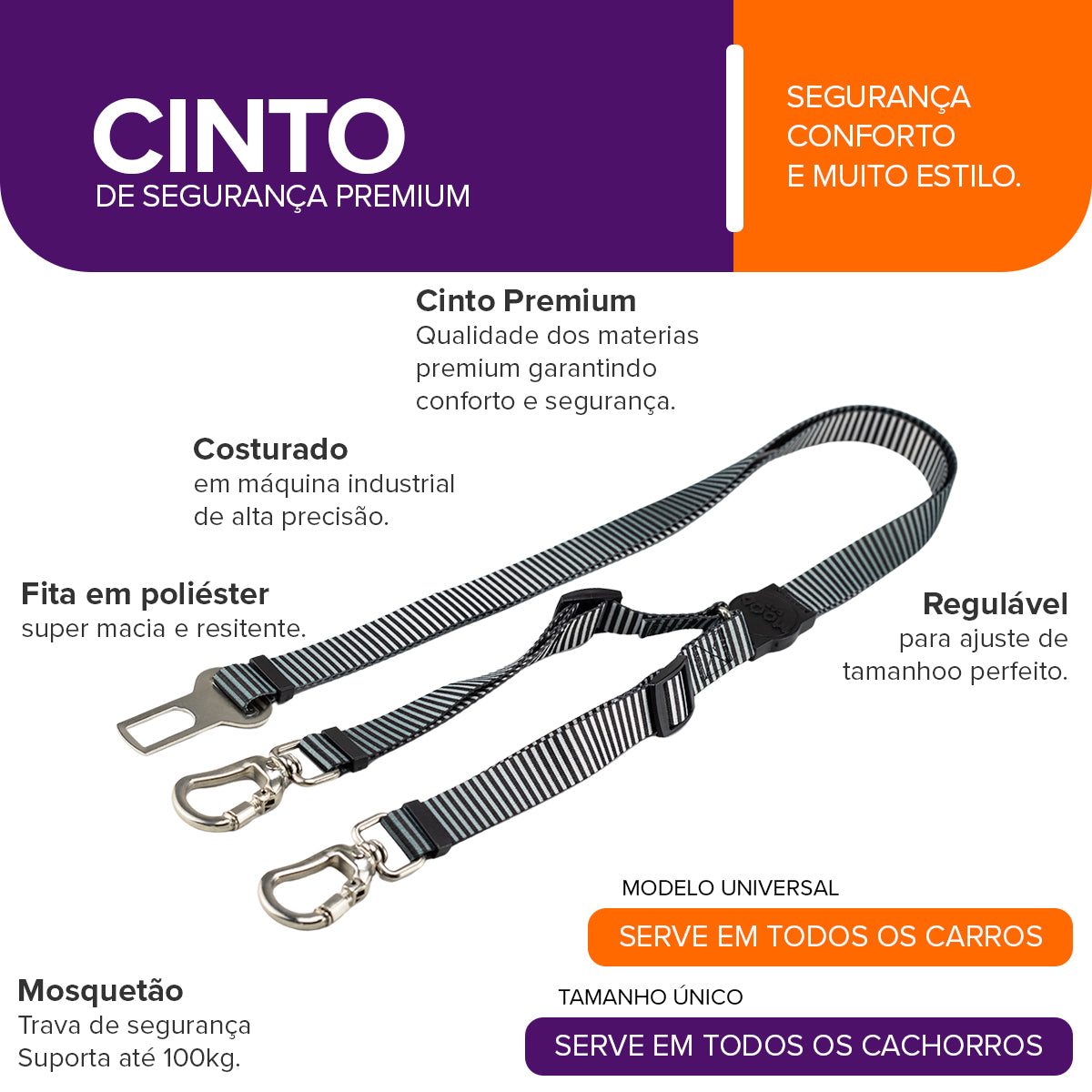 Cinto de Segurança Duplo Bronx Mood Pet