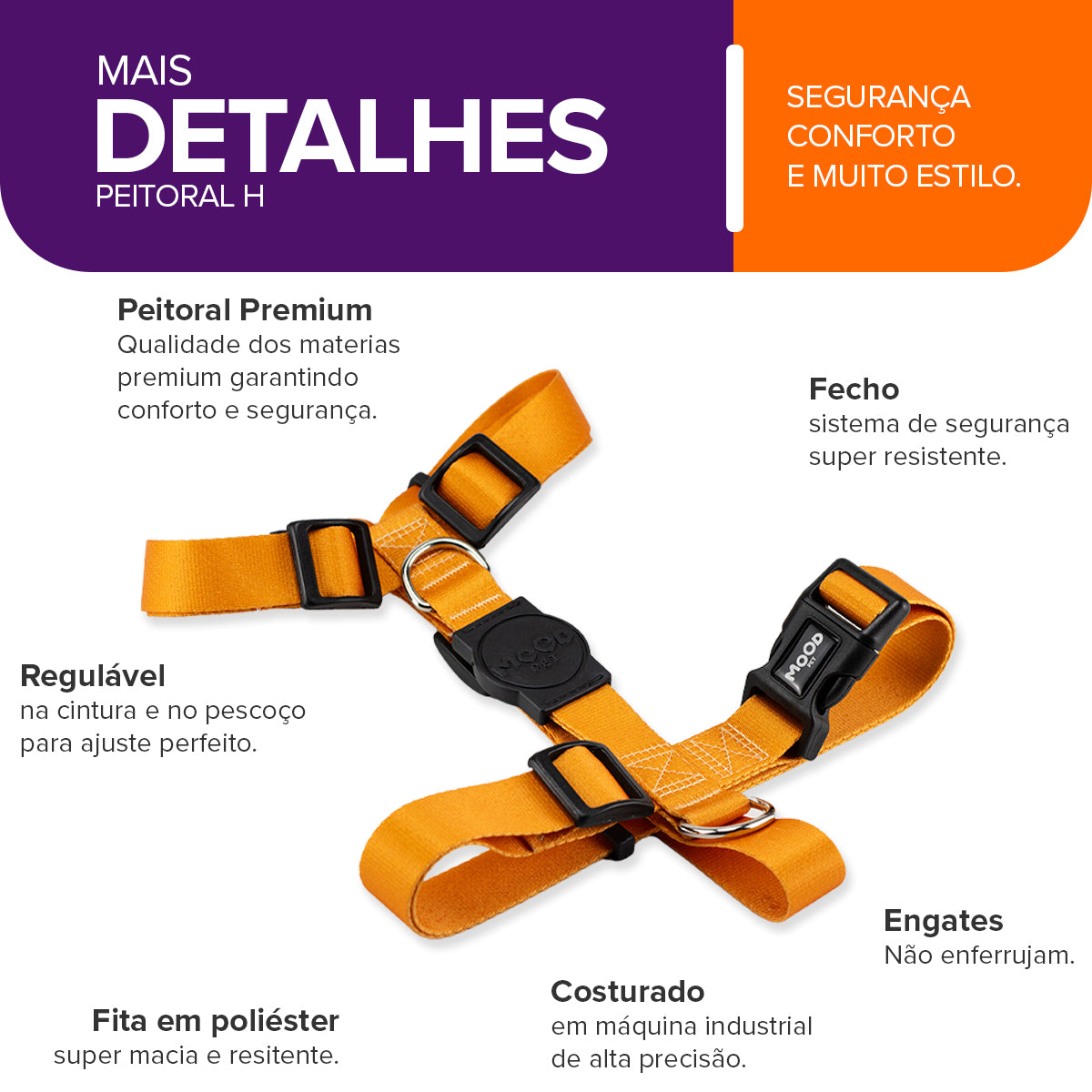 Peitoral para Cachorros H Caramel Mood Pet