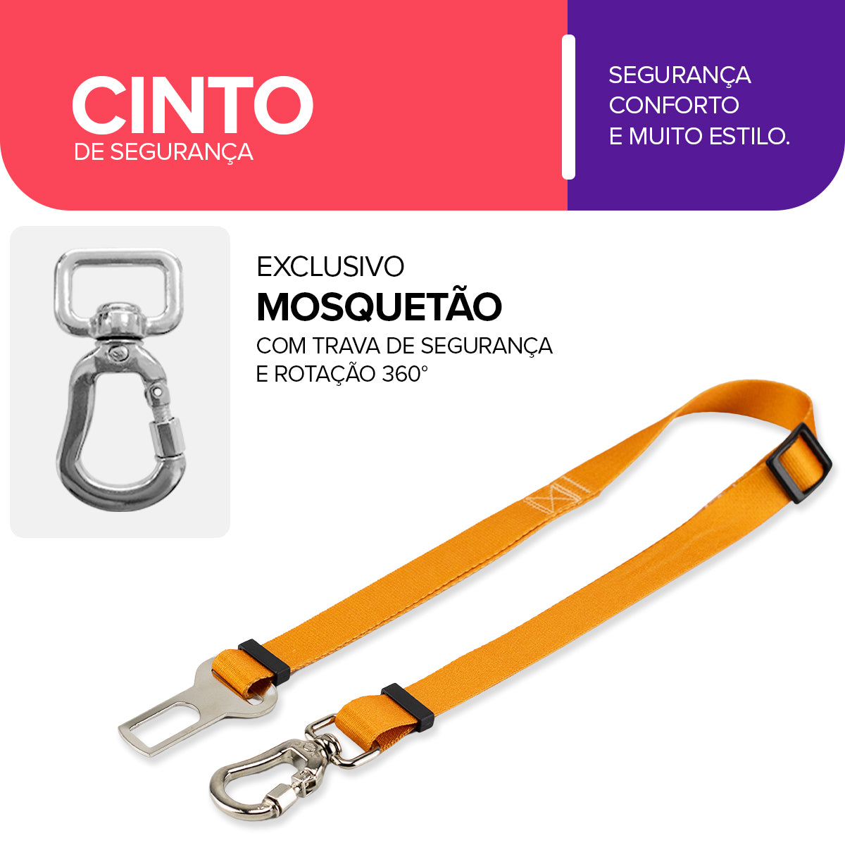 Cinto de Segurança Pet Caramelo Basic Pet