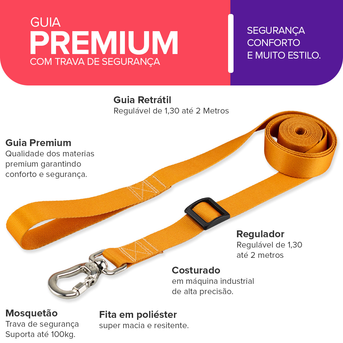 Guia Retrátil para Cachorros Caramelo Basic Pet