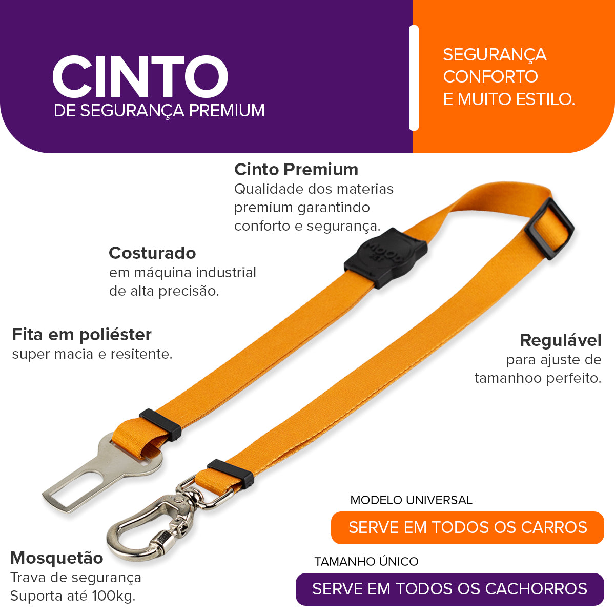 Cinto de Segurança Pet Caramel Mood Pet