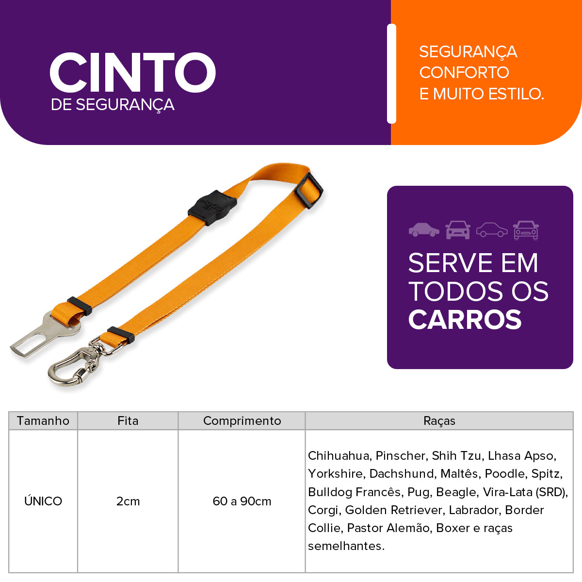 Cinto de Segurança Pet Caramel Mood Pet