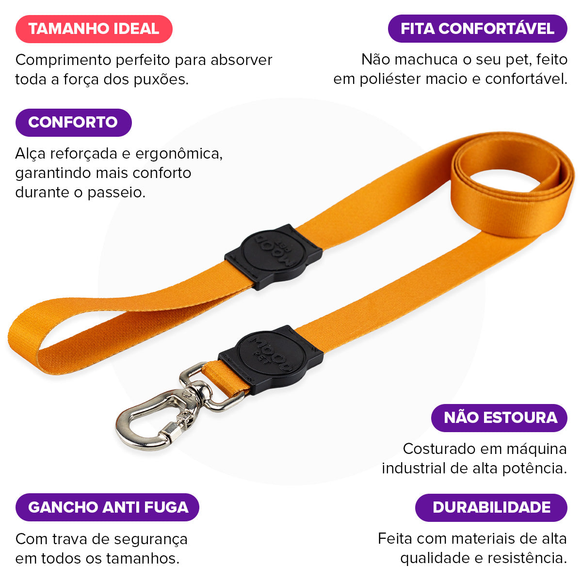 Guia Longa 2 Metros para Cachorros Caramel Mood Pet