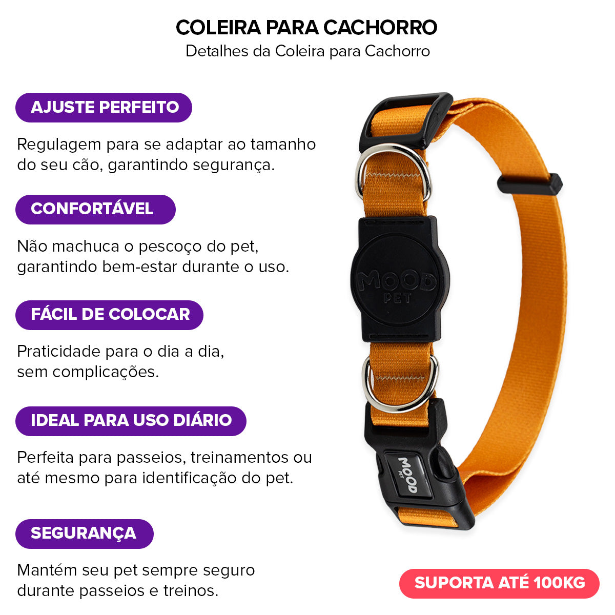 Coleira para Cachorros Caramel Mood Pet