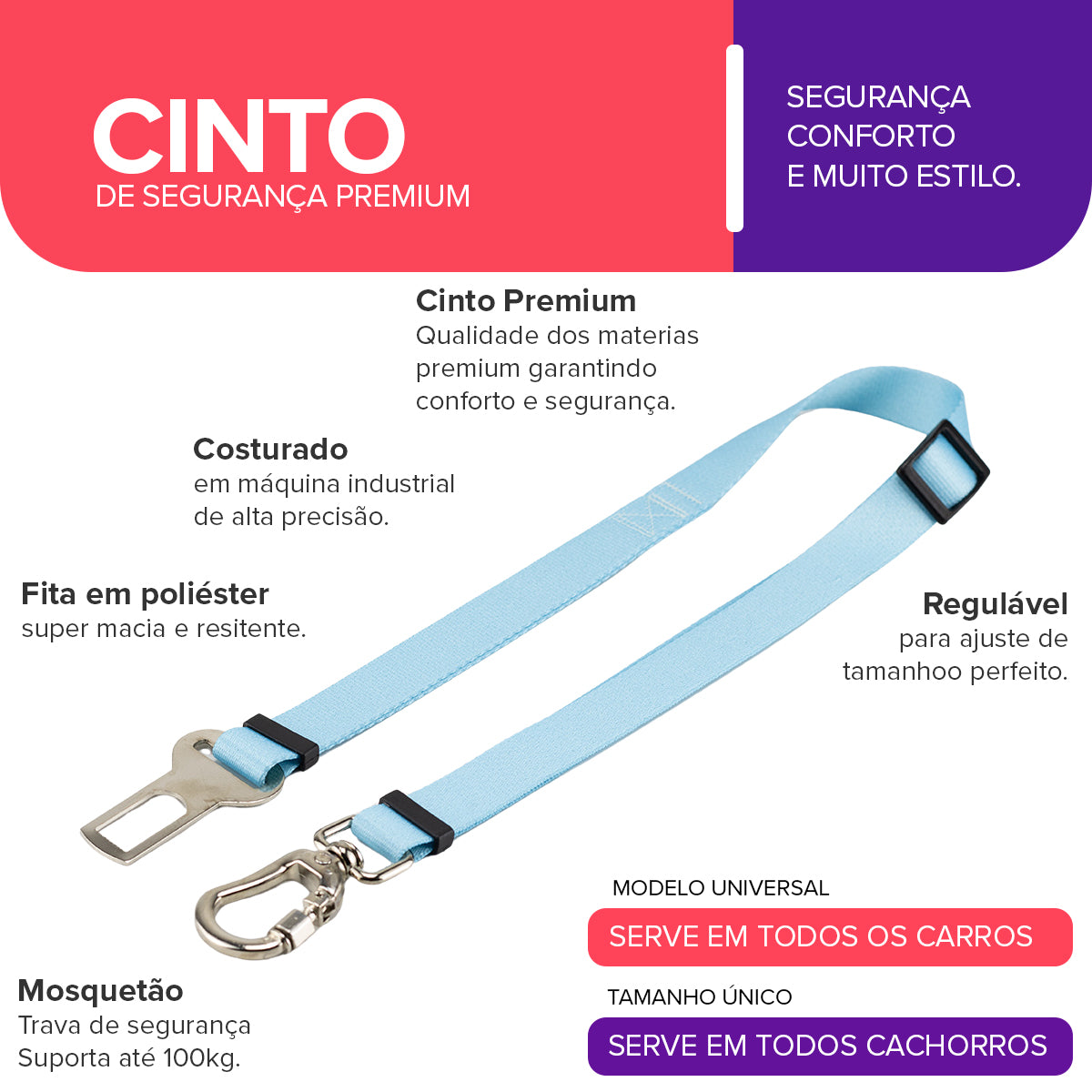 Cinto de Segurança Pet Caribe Basic Pet