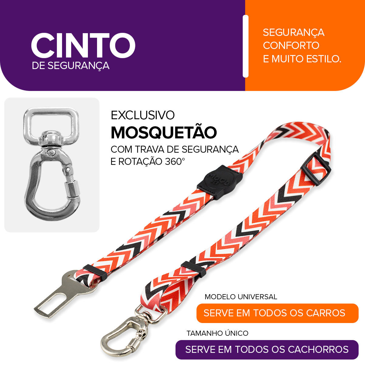 Cinto de Segurança Pet Fine Black Mood Pet