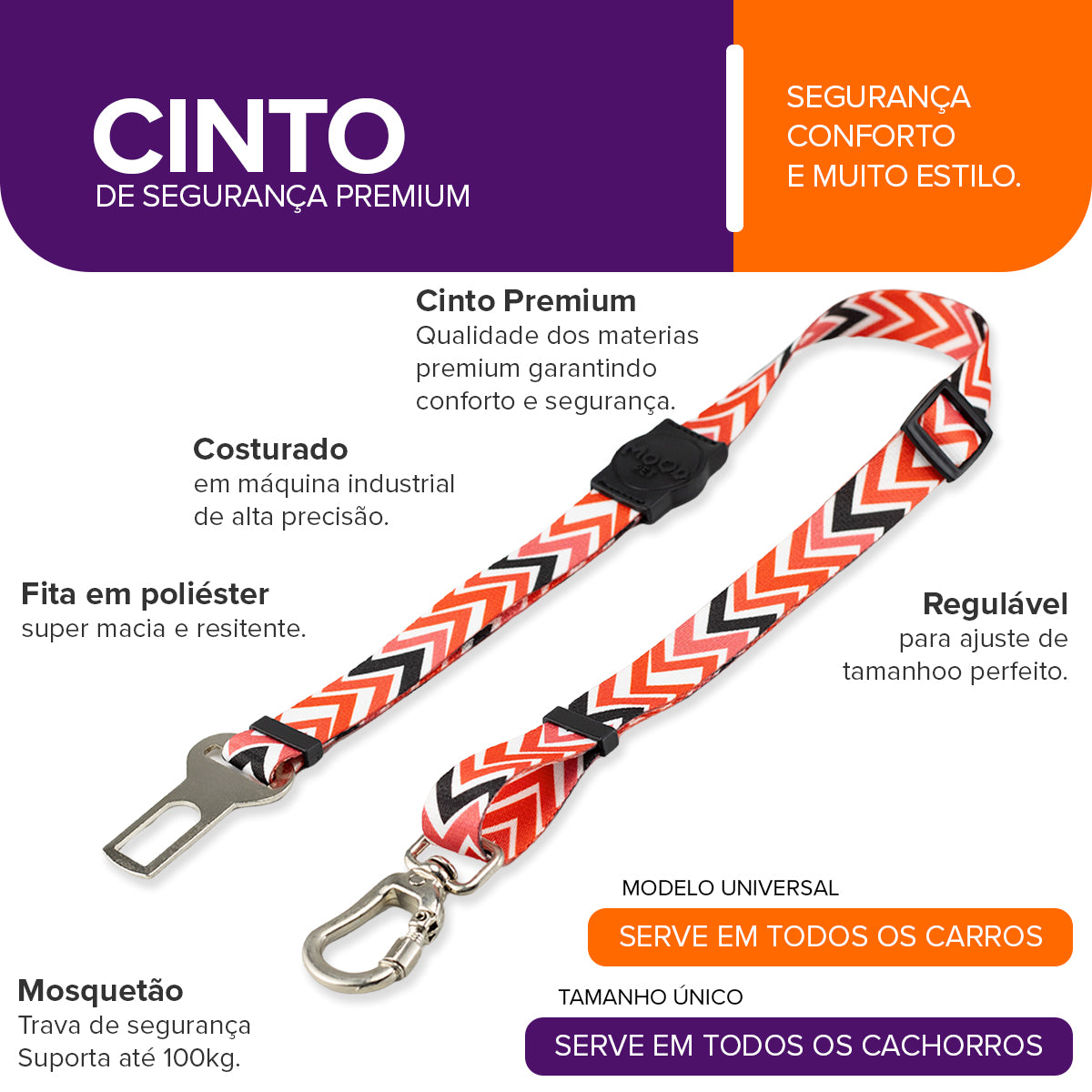 Cinto de Segurança Pet Fine Black Mood Pet