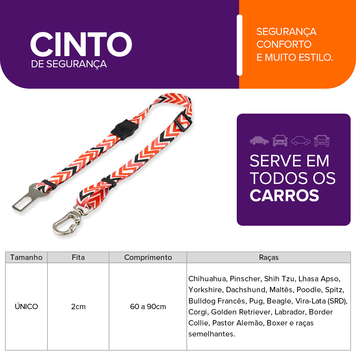 Cinto de Segurança Pet Fine Black Mood Pet