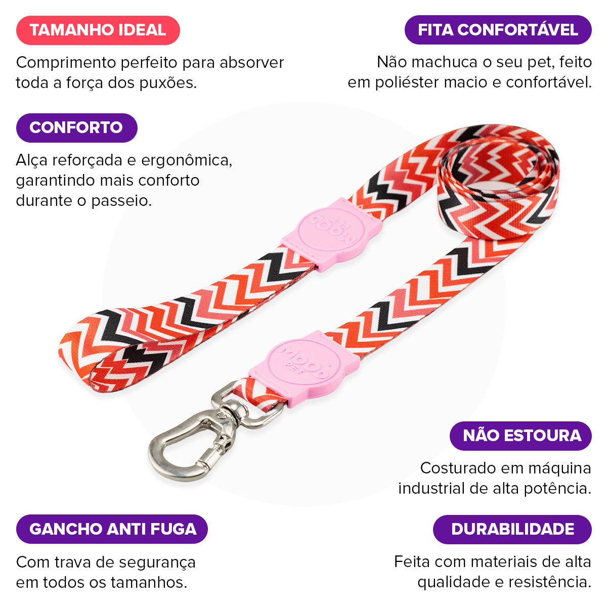 Guia Longa 5 Metros para Cachorros Fine Rose Mood Pet