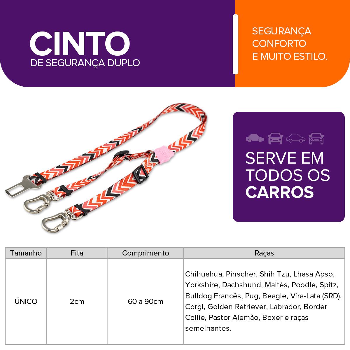 Cinto de Segurança Duplo Fine Rose Mood Pet
