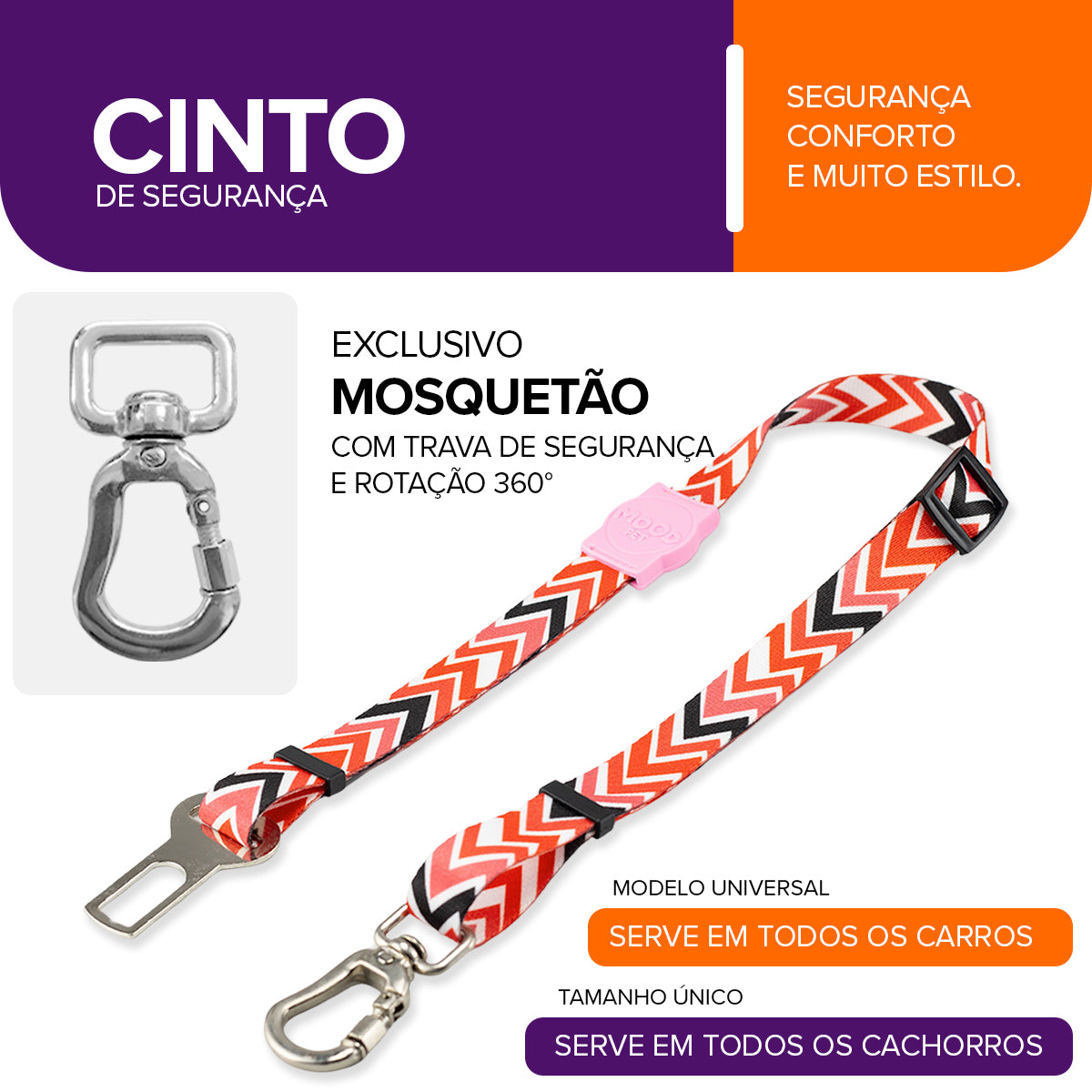 Cinto de Segurança Pet Fine Rose Mood Pet