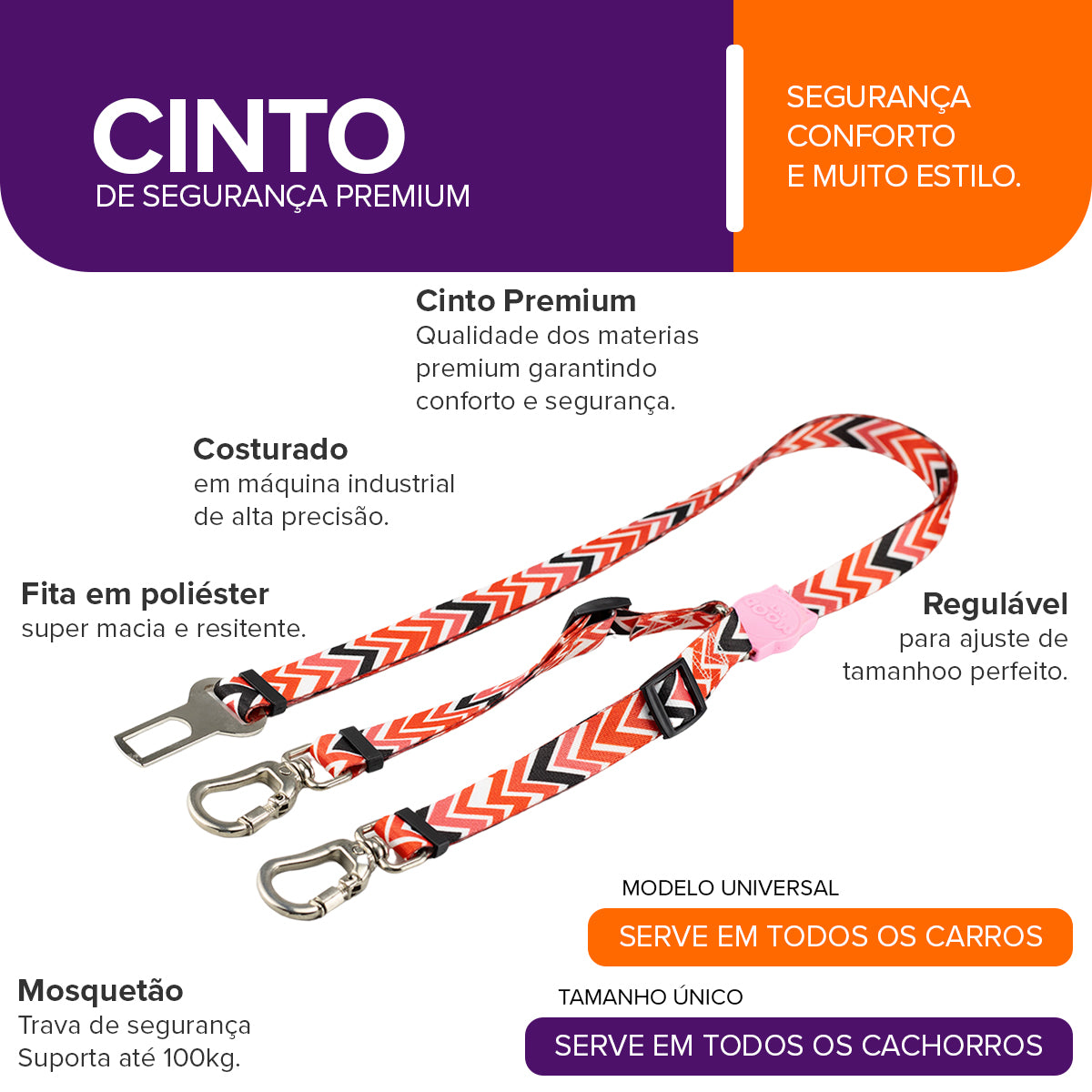 Cinto de Segurança Duplo Fine Rose Mood Pet