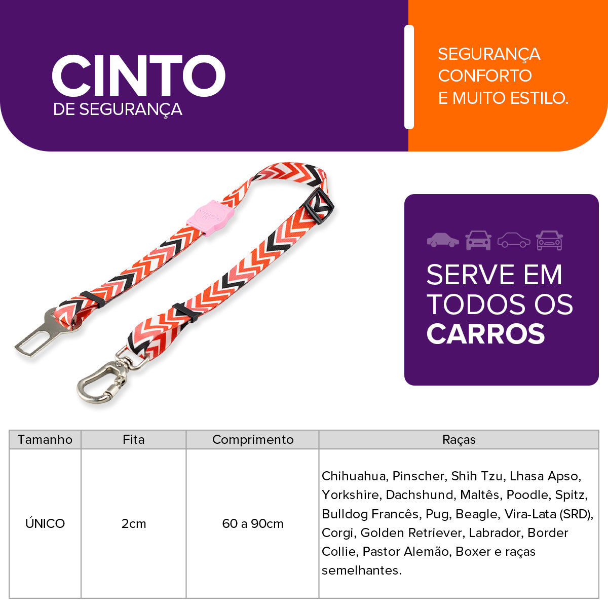 Cinto de Segurança Pet Fine Rose Mood Pet