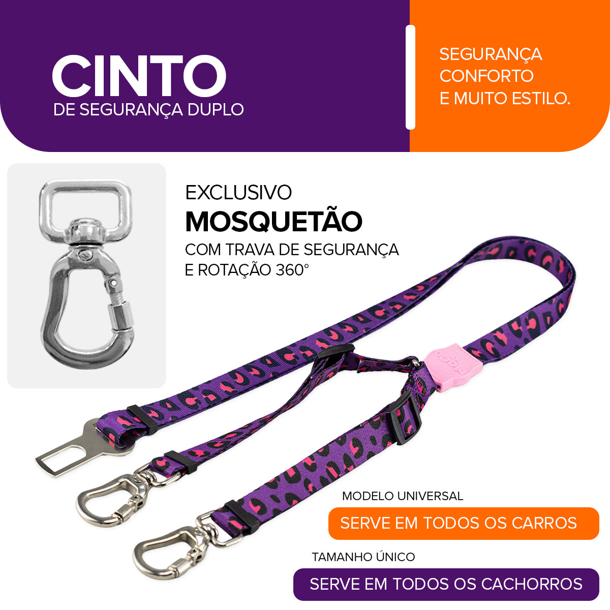 Cinto de Segurança Duplo Guapo Mood Pet