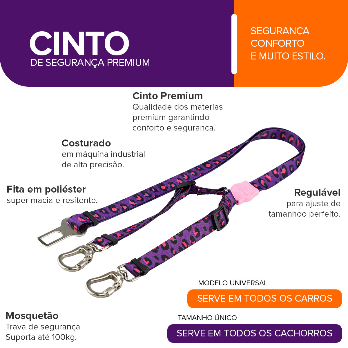 Cinto de Segurança Duplo Guapo Mood Pet