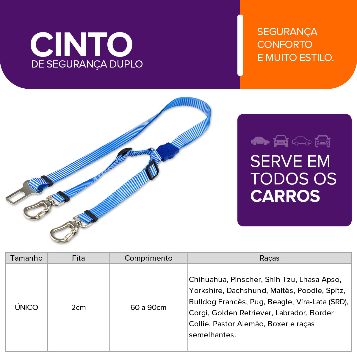 Cinto de Segurança Duplo Jetty Mood Pet