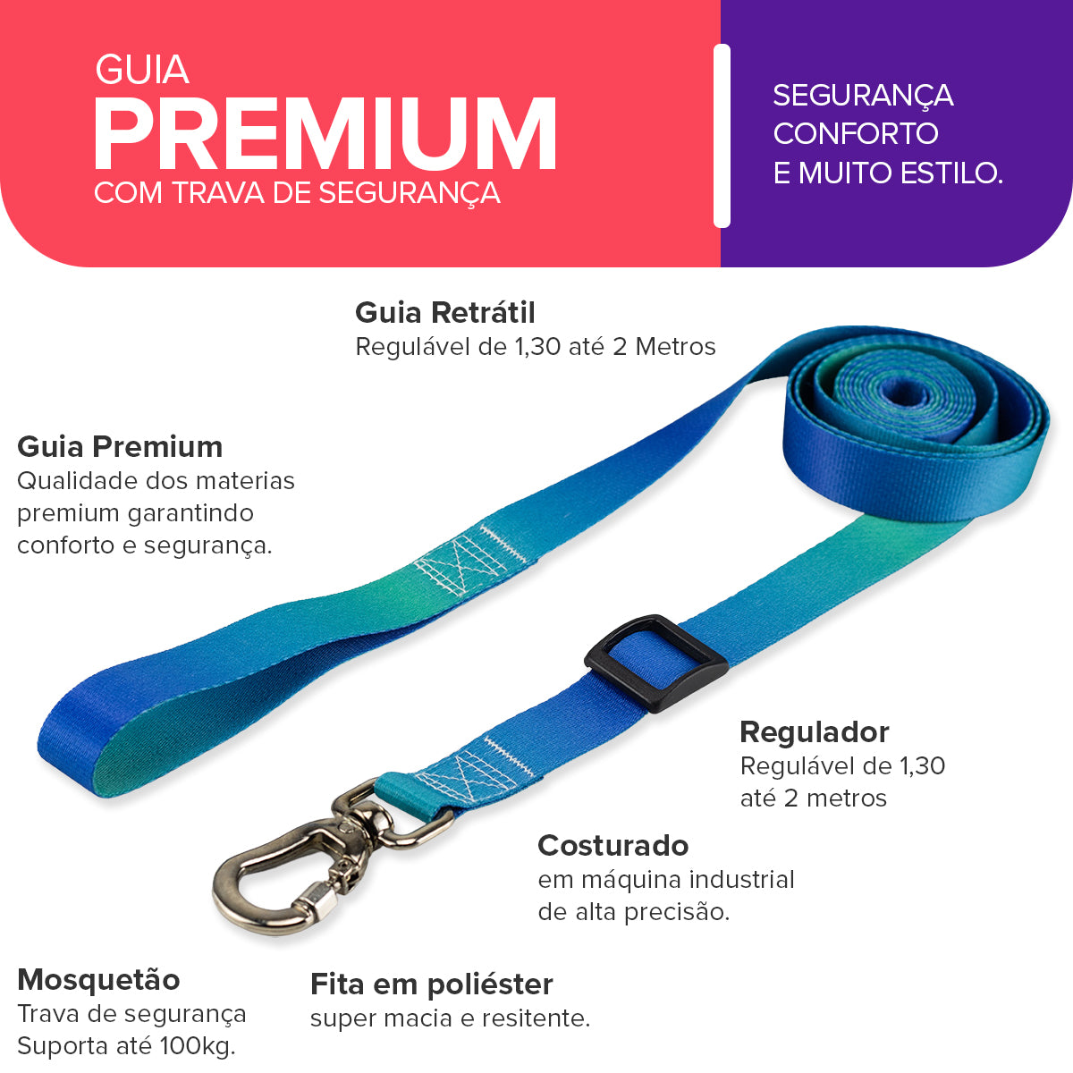 Guia Retrátil para Cachorros Lake Basic Pet