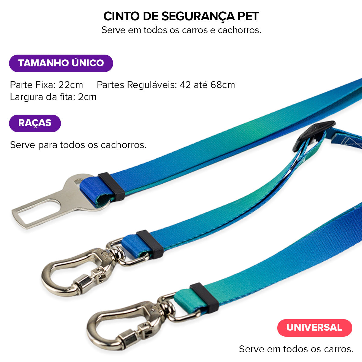Cinto de Segurança Duplo Lake Basic Pet