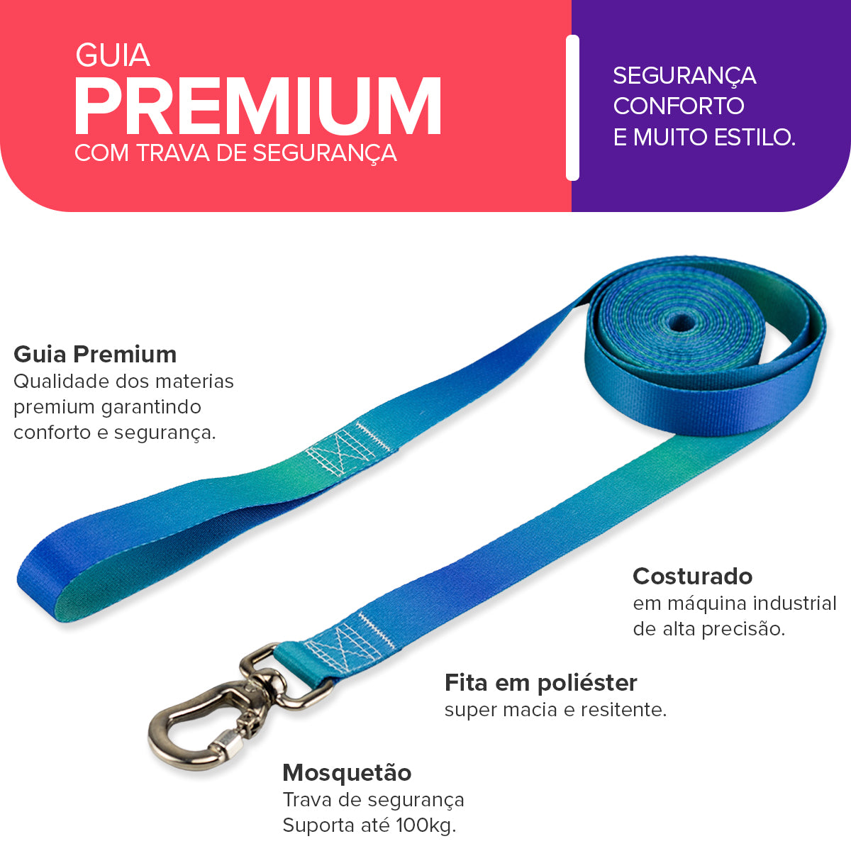 Guia Longa 10 Metros para Cachorros Lake Basic Pet