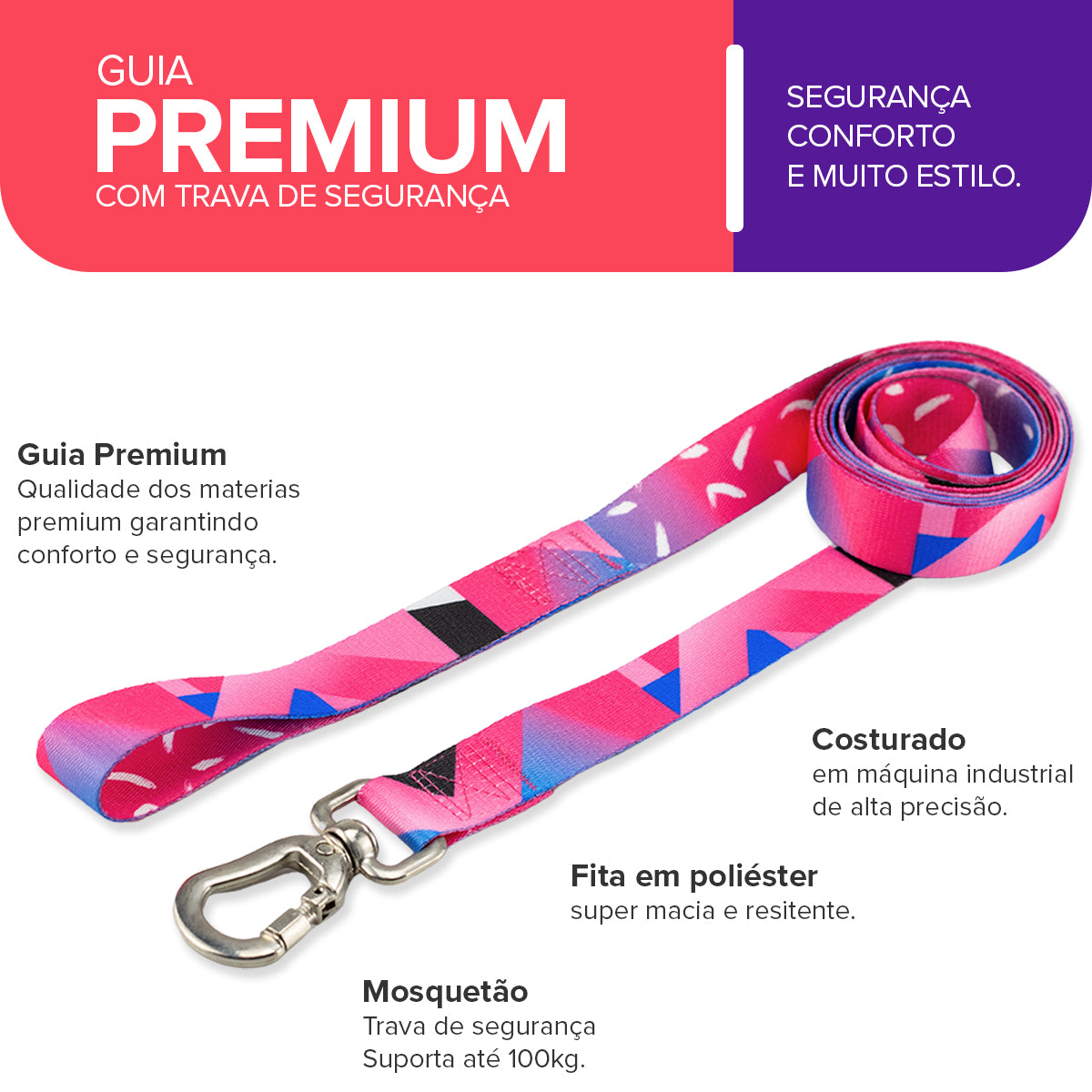 Guia Longa 2 Metros para Cachorros Lawn Basic Pet