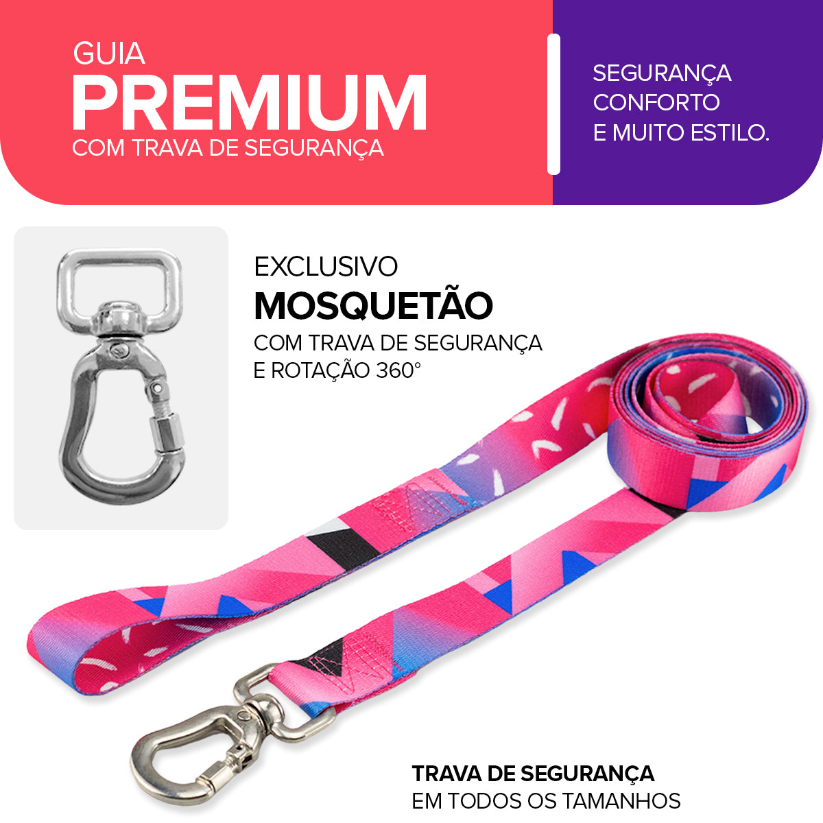 Guia Longa 2 Metros para Cachorros Lawn Basic Pet