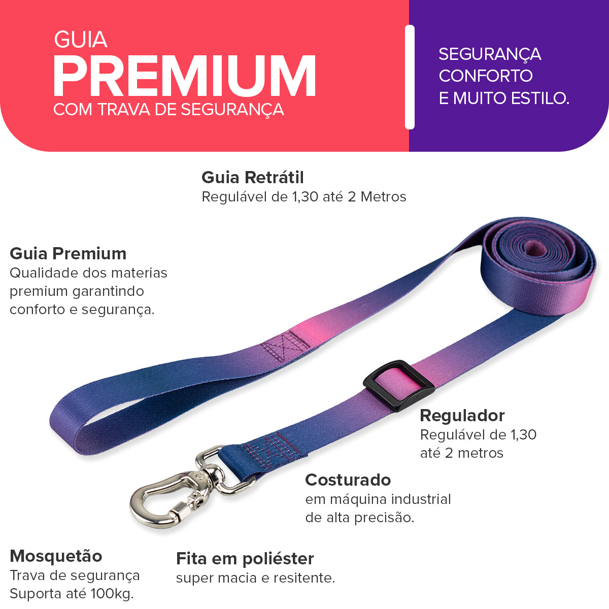 Guia Retrátil para Cachorros Lily Basic Pet