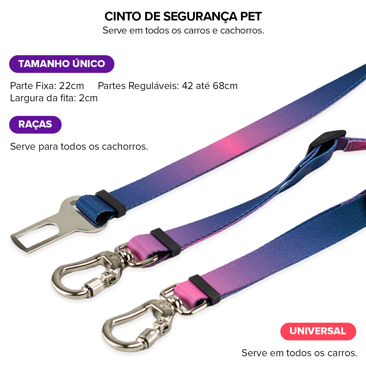 Cinto de Segurança Duplo Lily Basic Pet