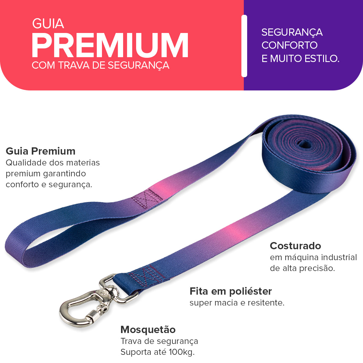 Guia Longa 10 Metros para Cachorros Lily Basic Pet